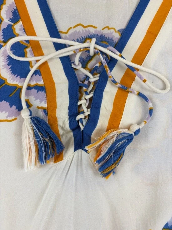 Z&L Kimono Tunic Top/Swim Cover Up ~ in Blue & Orange Floral - Picture 10 of 16